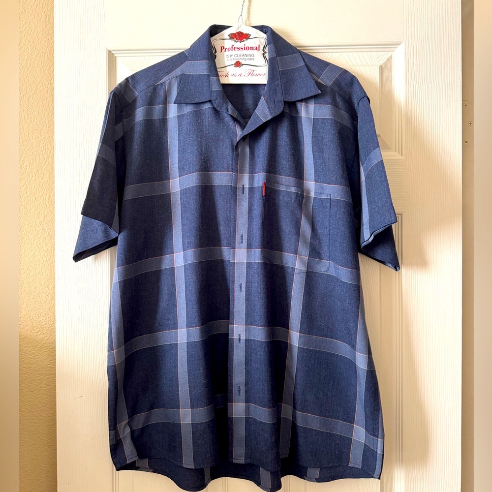 Casual Blue Plaid Button Down Shirt